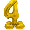 Guld Folie "4" Tal Ballon på Fødder t/Luft, 72 cm
