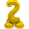 Guld Folie "2" Tal Ballon på Fødder t/Luft, 72 cm