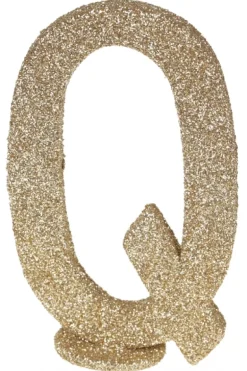 Guld Glitter Q Bogstav Til Bordet