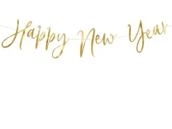 Guld "Happy New Year" Guirlande, 66 x 18 cm