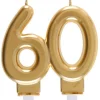 Guld Kagelys - Metallisk Fødselsdagslys 60 År