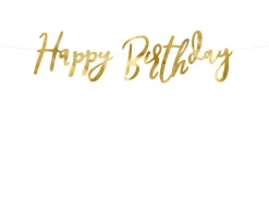 Guld Skråskrift "Happy Birthday" Banner, 62cm