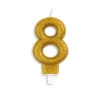 Guld Talformet Kagelys m/Glitter 7 cm - 8 Tal