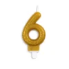 Guld Talformet Kagelys m/Glitter 7 cm - 6 Tal