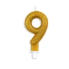 Guld Talformet Kagelys m/Glitter 7 cm - 9 Tal