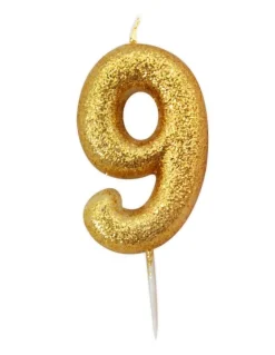 Guld Tal Kagelys m/Glitter 6.5 cm - 9 Tal