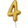 Guld Tal Kagelys m/Glitter 6.5 cm - 4 Tal