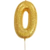 Guld Tal Kagelys m/Glitter 6.5 cm - 0 Tal