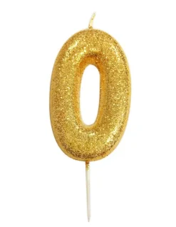 Guld Tal Kagelys m/Glitter 6.5 cm - 0 Tal