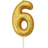 Guld Tal Kagelys m/Glitter 6.5 cm - 6 Tal