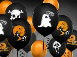 Halloween Balloner m/Spøgelses Print, 6 stk.