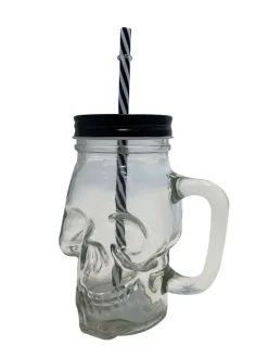 Halloweenpynt - Kranie Glas med Sugerør