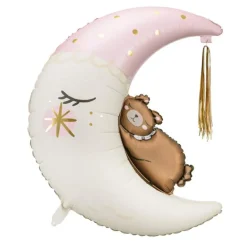 Halvmåne Shape Folieballon m/Teddy & Tassel, 86 cm