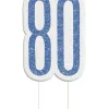 Happy BDAY Blå Glitz Kagelys - 80 År