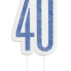 Happy BDAY Blå Glitz Kagelys - 40 År