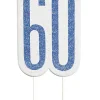 Happy BDAY Blå Glitz Kagelys - 60 År