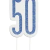 Happy BDAY Blå Glitz Kagelys - 50 År