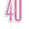 Happy BDAY Pink Glitz Kagelys - 40 År