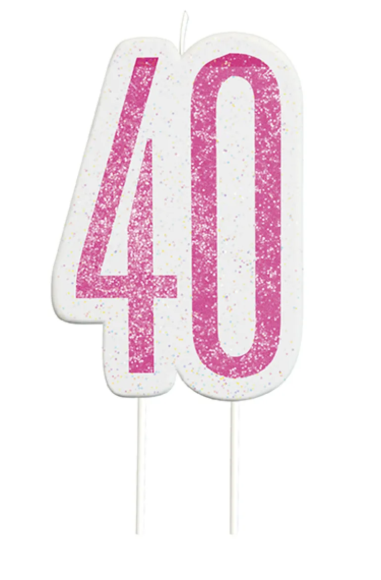 Happy BDAY Pink Glitz Kagelys - 40 År