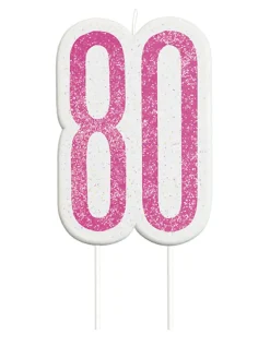 Happy BDAY Pink Glitz Kagelys - 80 År