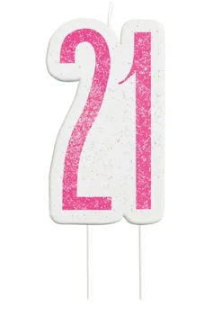 Happy BDAY Pink Glitz Kagelys - 21 År