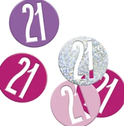 Happy BDAY Pink Glitz Konfetti - 21 År