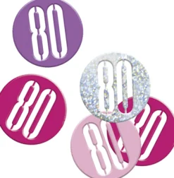 Happy BDAY Pink Glitz Konfetti - 80 År