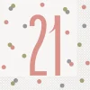 HAPPY BDAY, Rosegold Glitz Servietter - 21 År
