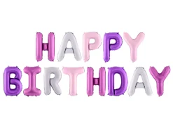Happy Birthday Ballon Folie Kit, Mat Rosa Nuancer