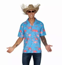 Hawaii Skjorte med Flamingo Print
