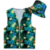Hawaii tøj - Blomstret Sæt m/Vest & Bøllehat