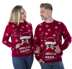 Hello Deer Rudolf Julesweater i Mørkerød