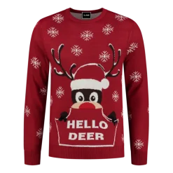 Hello Deer Rudolf Julesweater i Mørkerød