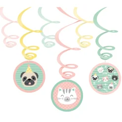 Hello Pets Pastel Swirl Dekorationer, 6 stk.