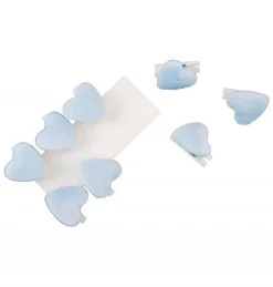 Hjerter på Klemmer - Lyseblå Velour, 8 stk.