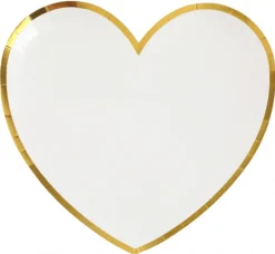Hjerte Tallerkner Hvide med Guldkant, 10 stk