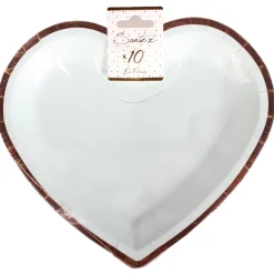 Hjerte Tallerkner Lyseblå med Rosegold, 10 stk