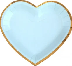 Hjerte Tallerkner Lyseblå med Rosegold, 10 stk