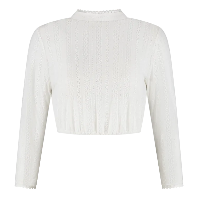 Høj Hvid Dirndl Top Med 3/4 Ærmer