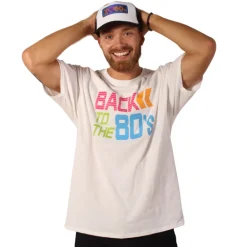 Hvid "Back to the 80's" Bomulds T-shirt