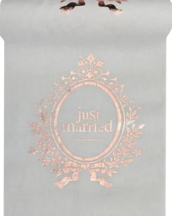 Hvid Bordløber m/Rosegold "Just Married" Print