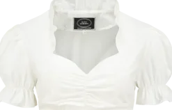 Hvid Dirndl Top, 100% Bomuld (14 Størrelser)