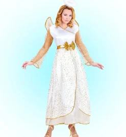 Hvid Englekjole m/Organza & Guld Stjerner