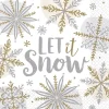Hvide Servietter m/Juleprint "Let it Snow", 16 stk.