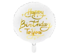 Hvid "Happy Birthday to You" Folieballon, 35 cm