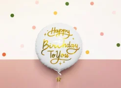 Hvid "Happy Birthday to You" Folieballon, 35 cm