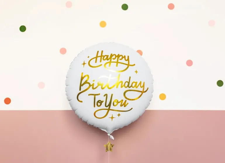 Hvid "Happy Birthday to You" Folieballon, 35 cm