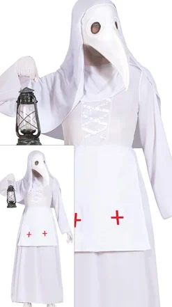 Hvid Pest Sygeplejerske Kostume