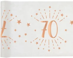 Hvid & Rosegold Fødselsdagsbordløber - 70 År