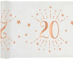 Hvid & Rosegold Fødselsdagsbordløber - 20 År